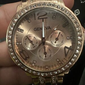 Geneva Women's Gold Watch with Crystal Accents
